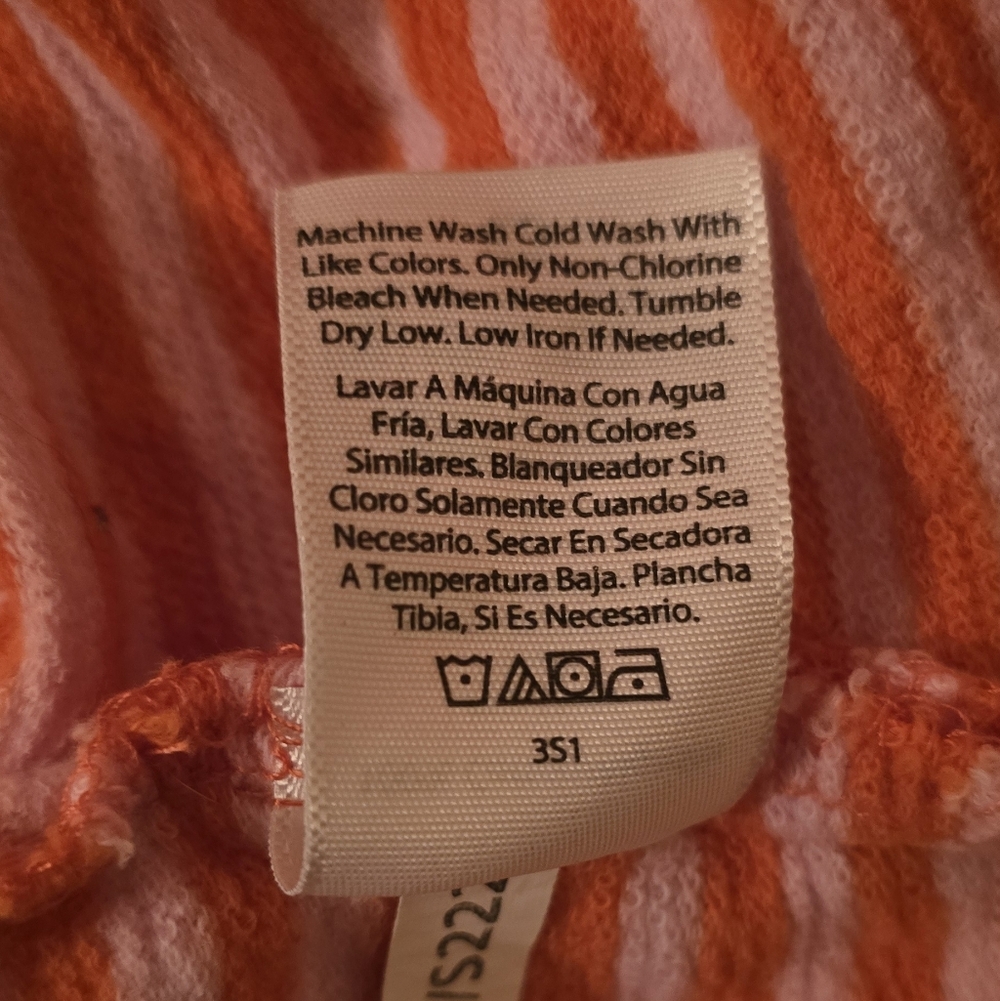 Free Assembly Orange Pink Striped Cotton Casual Polo Top Size L - Picture 5 of 5